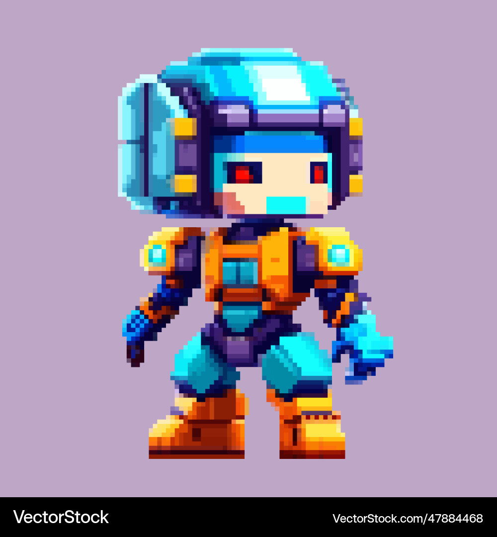 Robot monster pixel art character for 8 bit game Robot monster pixel art character for 8 bit game vector image