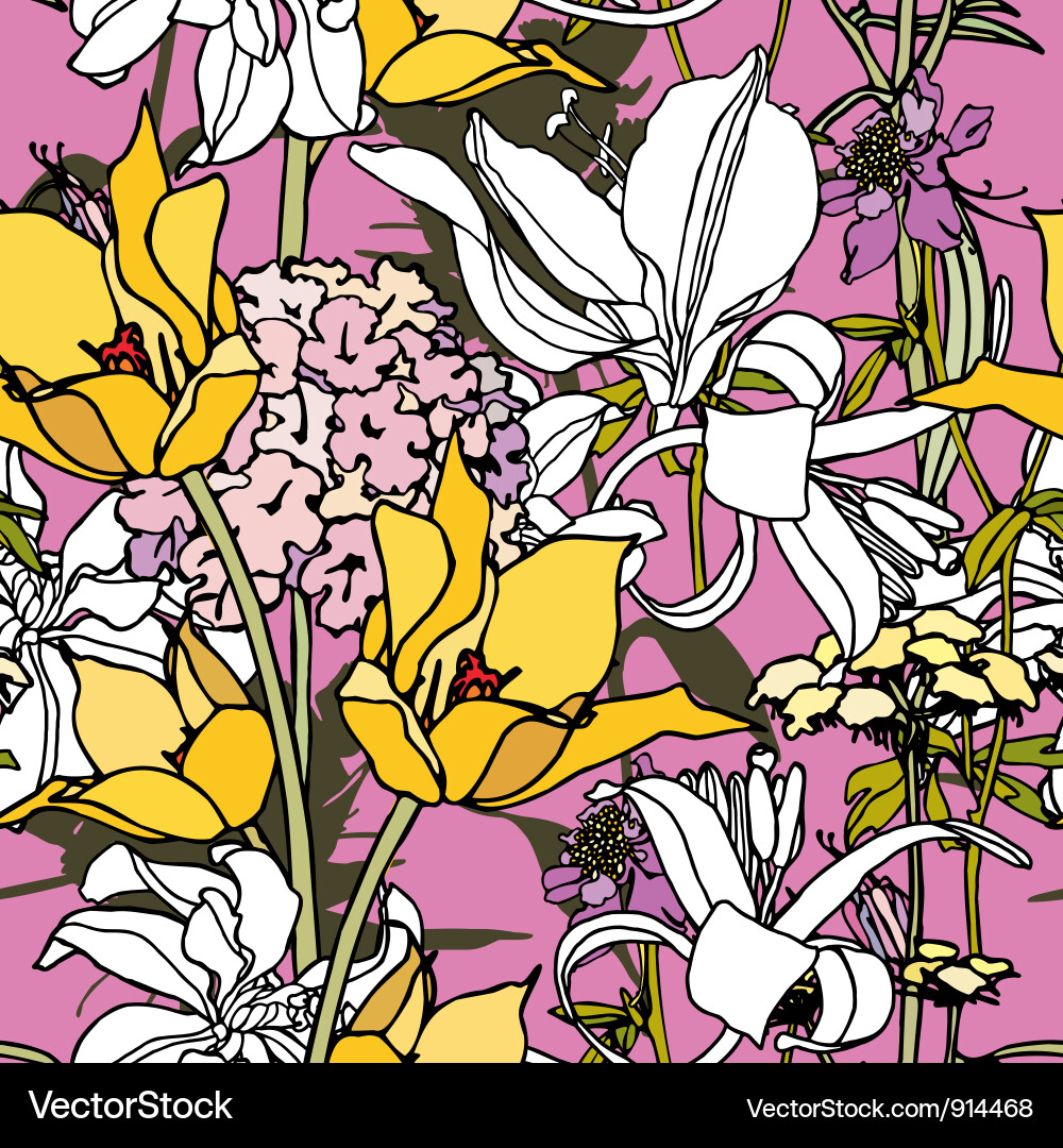 Seamless pattern with flowers Royalty Free Vector Image