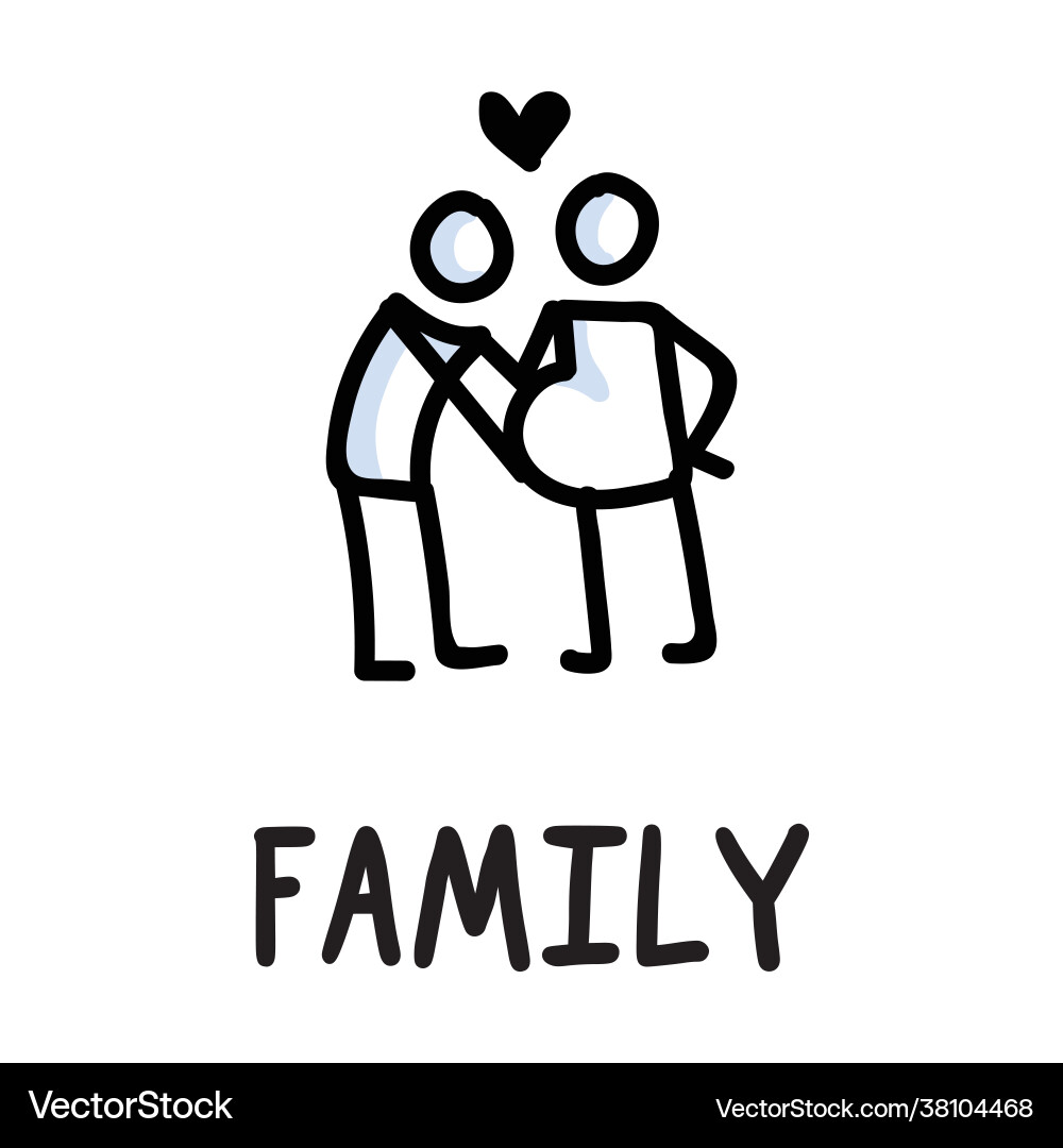 Stick figures icon family pregnant mother Stick figures icon family pregnant mother Vector Image