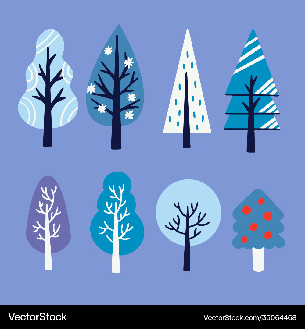 Various unique style trees asset 1 Various unique style trees asset 1 vector image