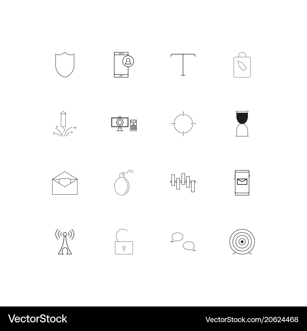 Web and text simple linear icons set outlined vector image
