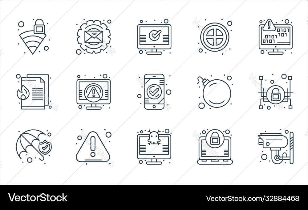 Web security line icons linear set quality Web security line icons linear set quality vector image
