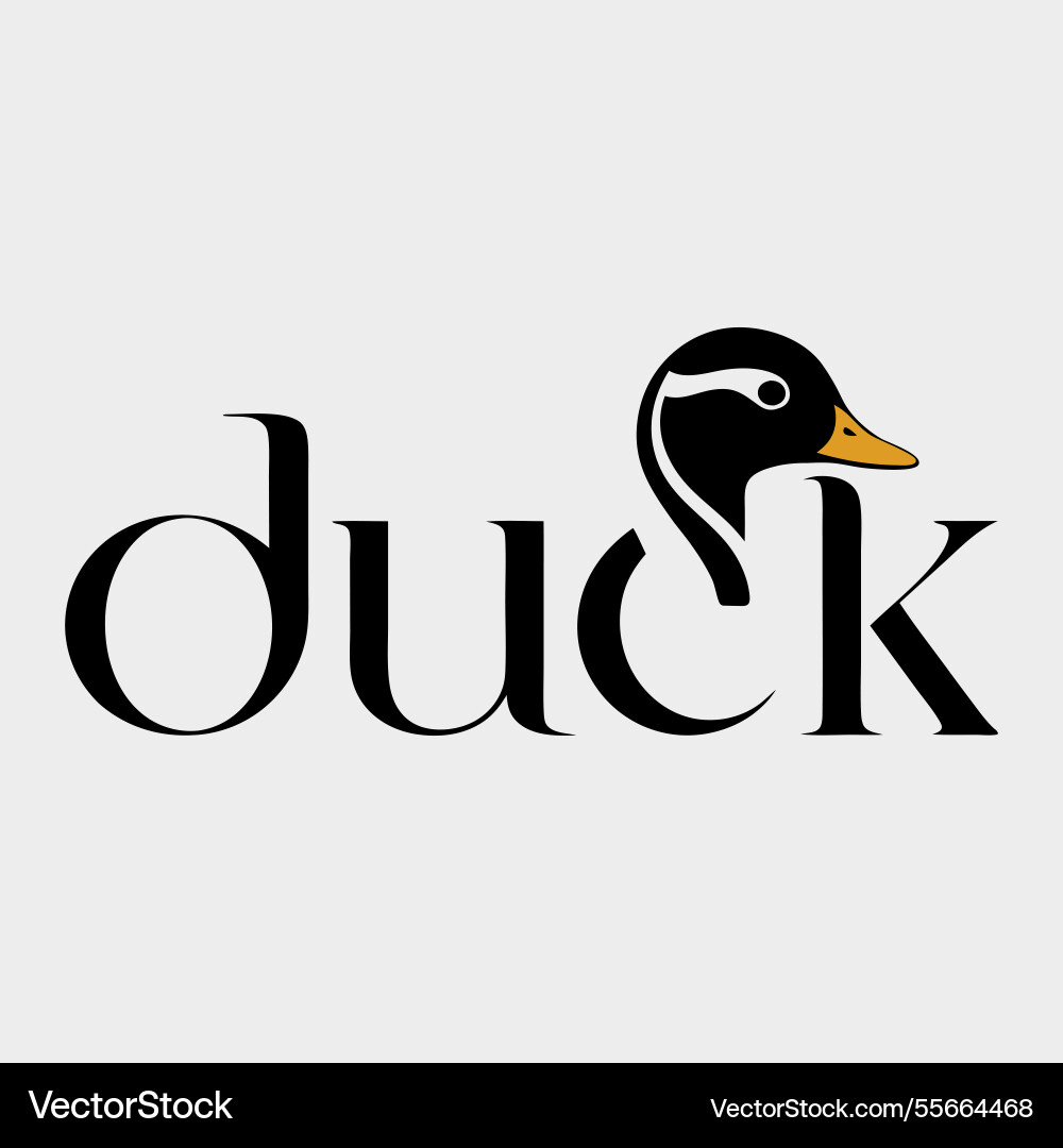 Word duck in a stylish font Royalty Free Vector Image