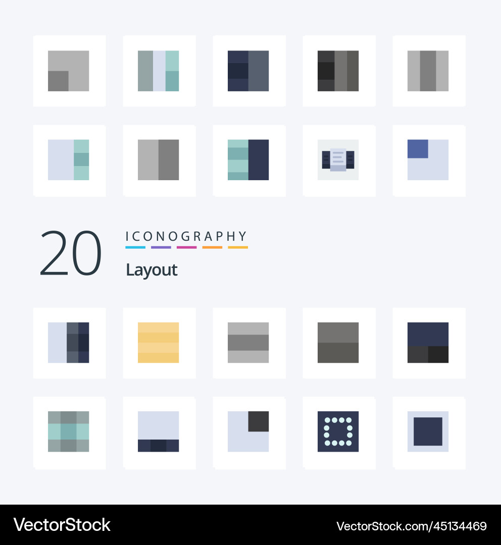 20 layout flat color icon pack like scale table Vector Image