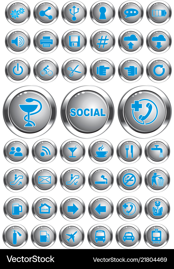 A set of thematic icons on the buttons A set of thematic icons on the buttons vector image