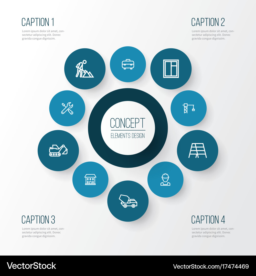 Architecture outline icons set collection Vector Image