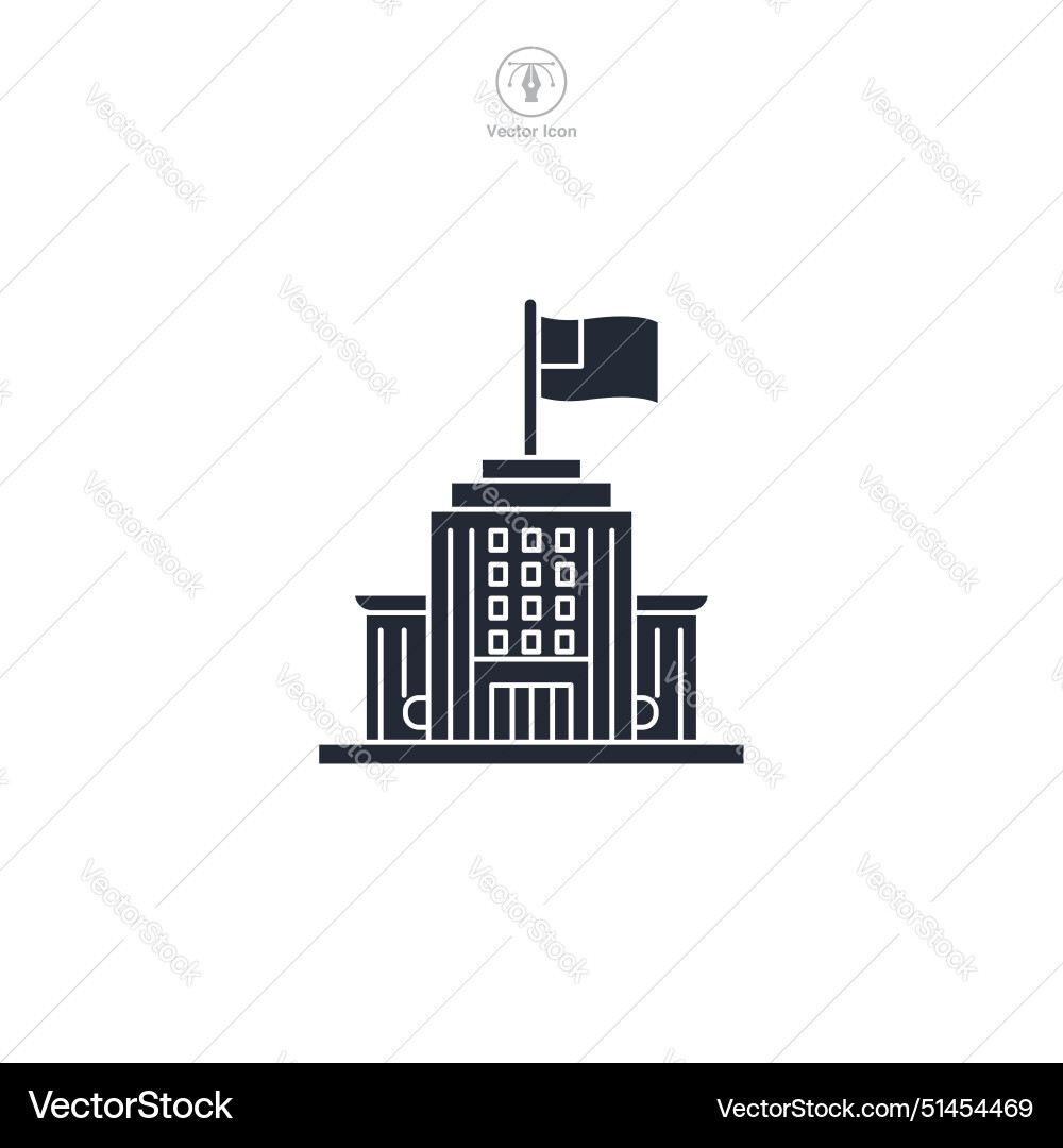 Building with a flag icon theme symbol isolated Vector Image