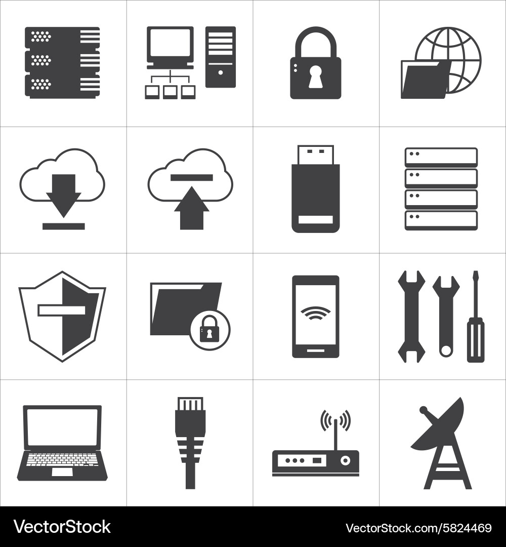 Computer network and database icon vector image