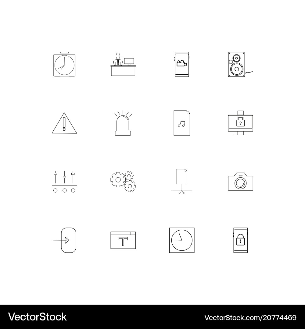 Devices linear thin icons set outlined simple Devices linear thin icons set outlined simple vector image