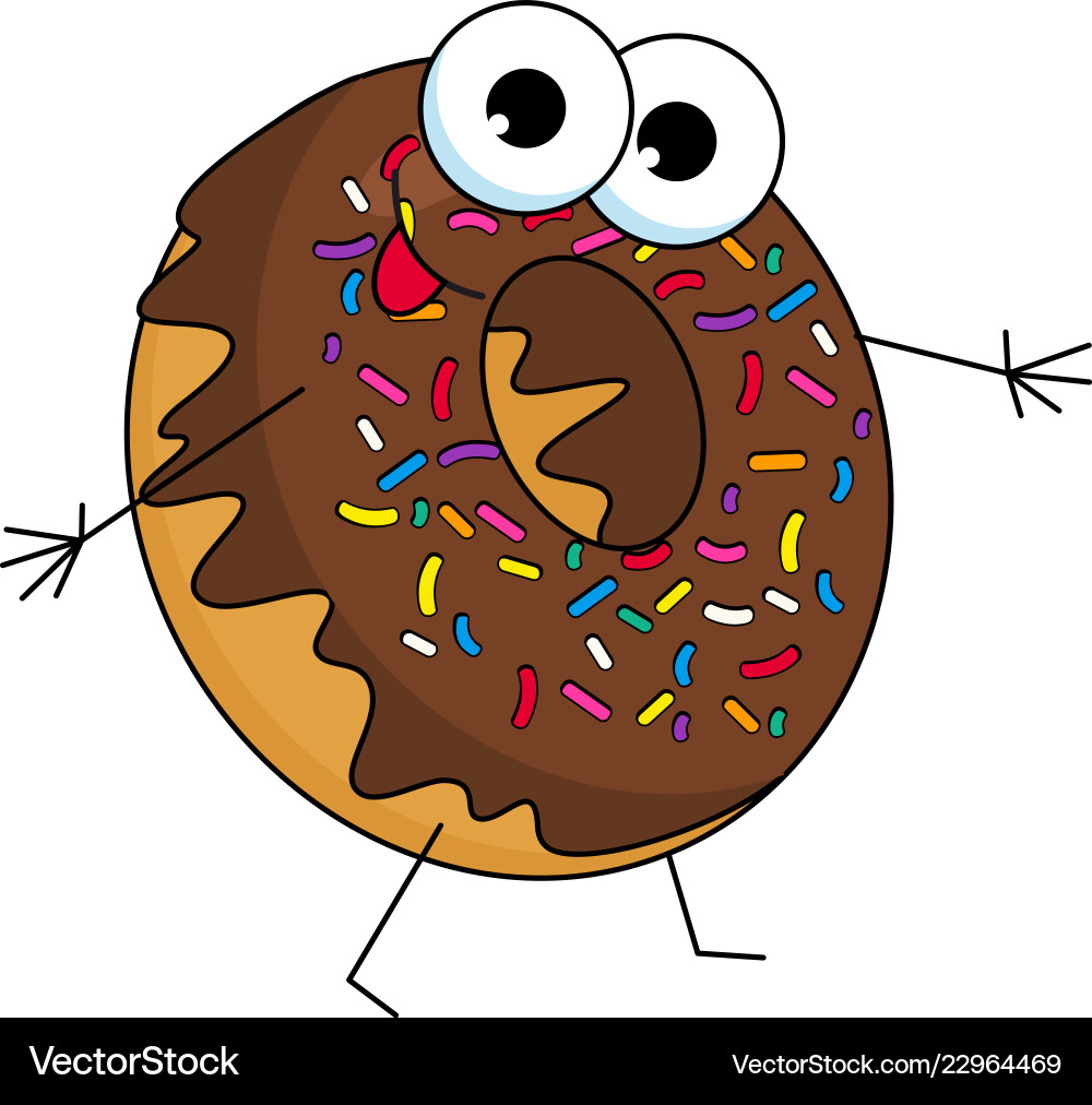 Funny donut character with chocolate glazing vector image