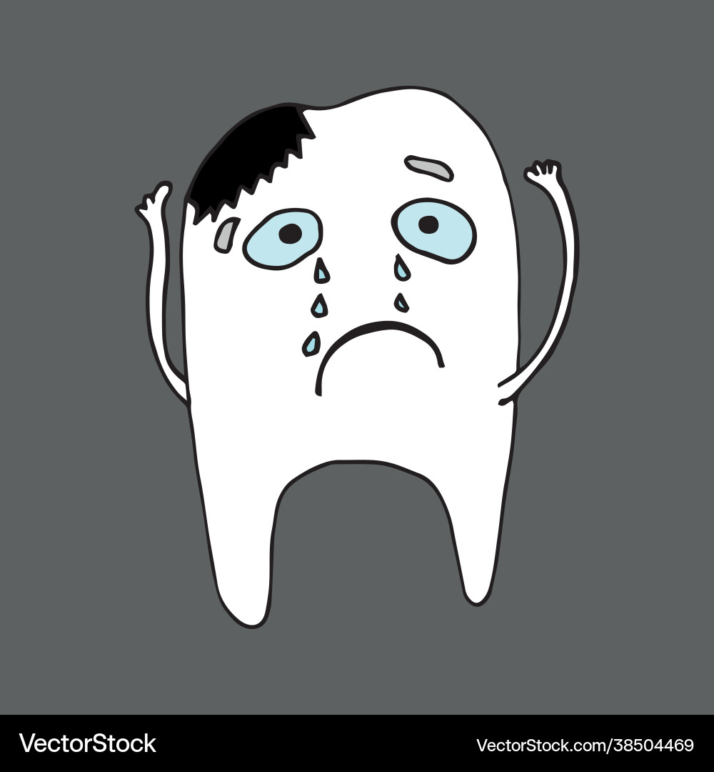 Funny tooth character with caries and without Funny tooth character with caries and without Vector Image