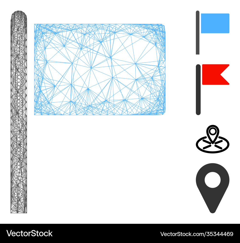 Hatched flag pointer mesh Hatched flag pointer mesh vector image