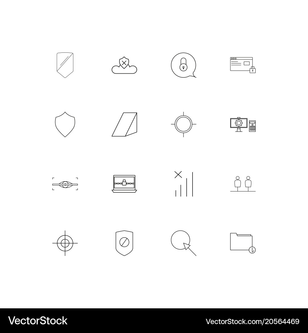 Internet security simple linear icons set vector image