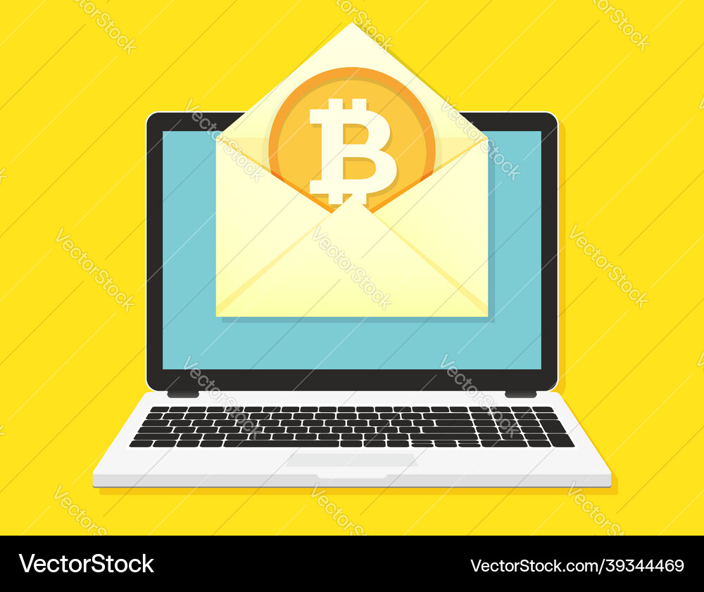 Laptop with bitcoin in envelope flat design – Royalty-Free Vector |  VectorStock