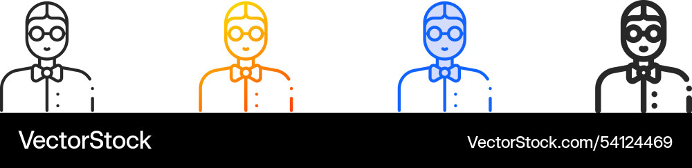 Nerd iconthin linear gradient blue stroke vector image