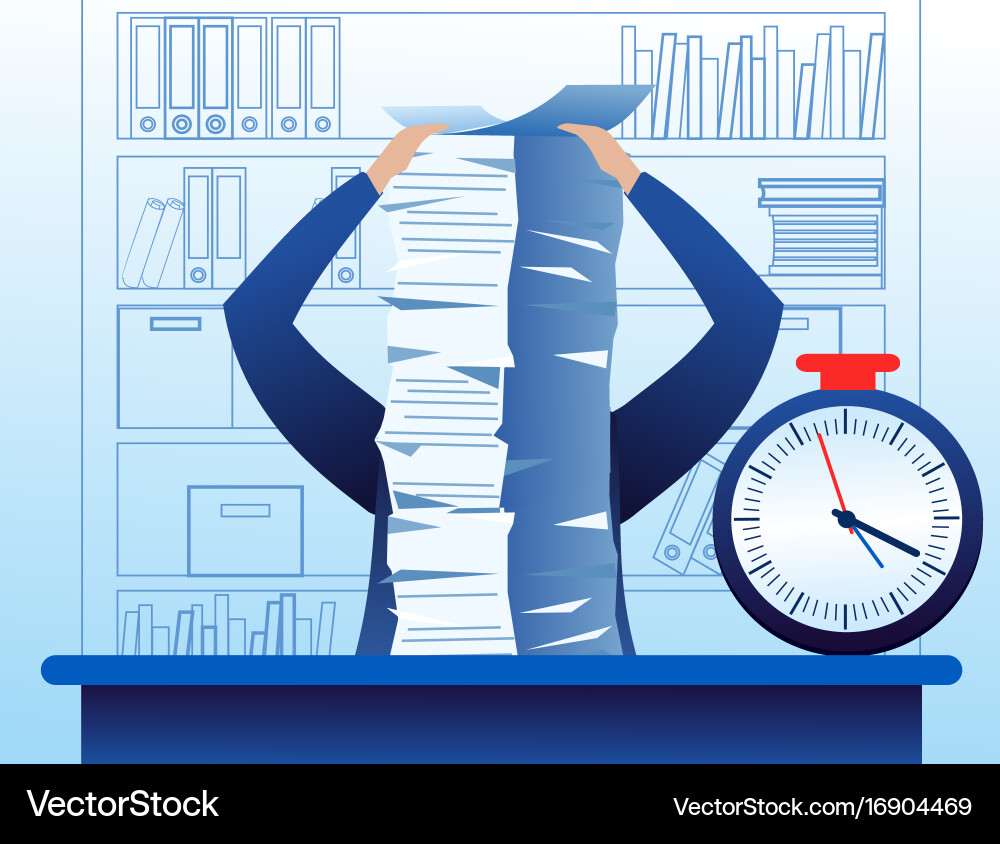 Overwhelmed Businessman Royalty Free Vector Image