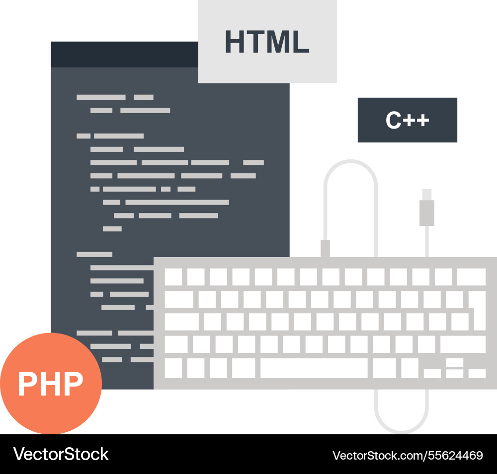 Programm Kodierung flaches Web-Icon-Konzept Vektorbild