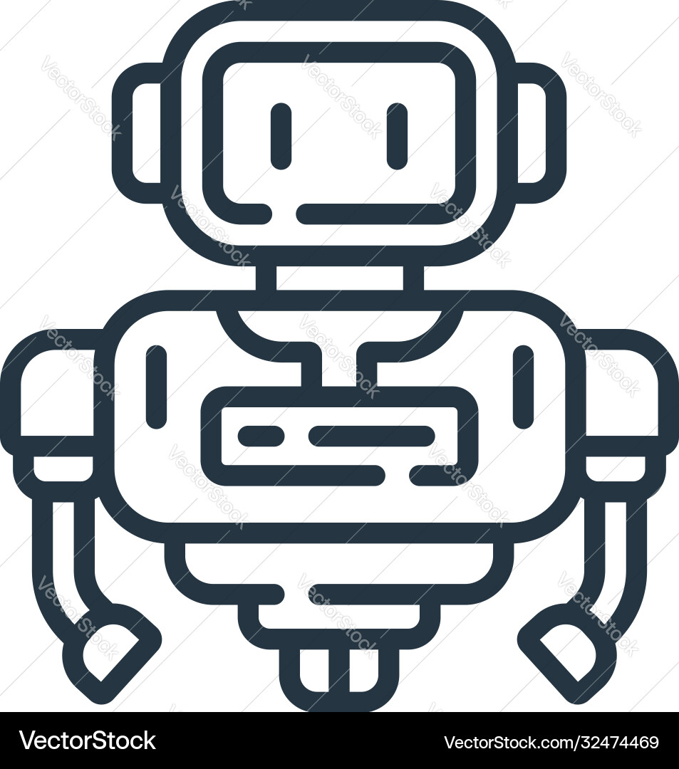 Robot icon isolated on white background outline Robot icon isolated on white background outline vector image