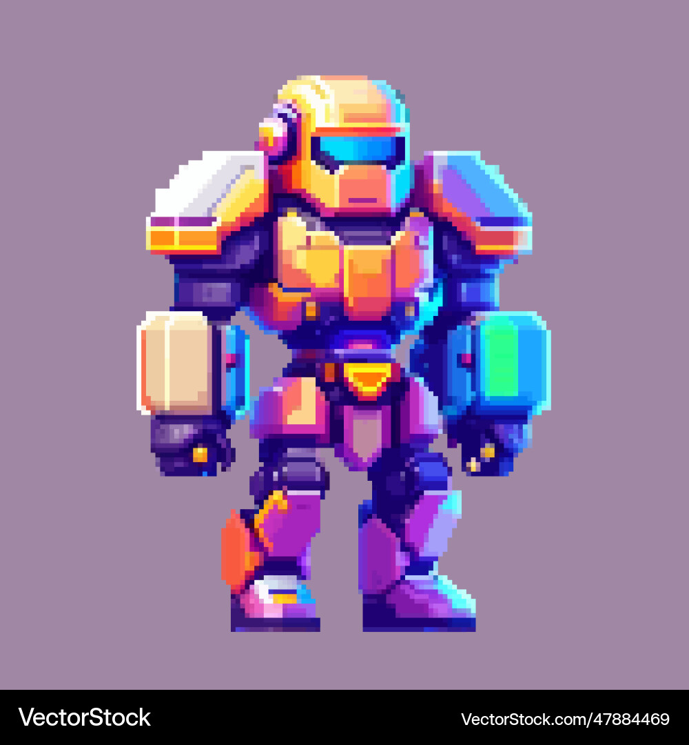 Robot monster pixel art character for 8 bit game Robot monster pixel art character for 8 bit game vector image