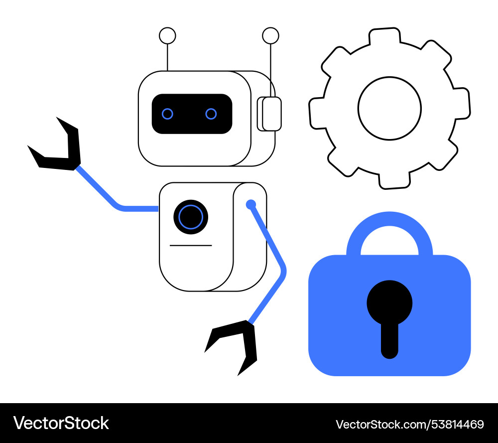 Robotic technology and security concept robot Robotic technology and security concept robot vector image