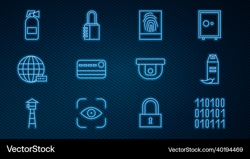 Set line binary code pepper spray fingerprint Set line binary code pepper spray fingerprint vector image