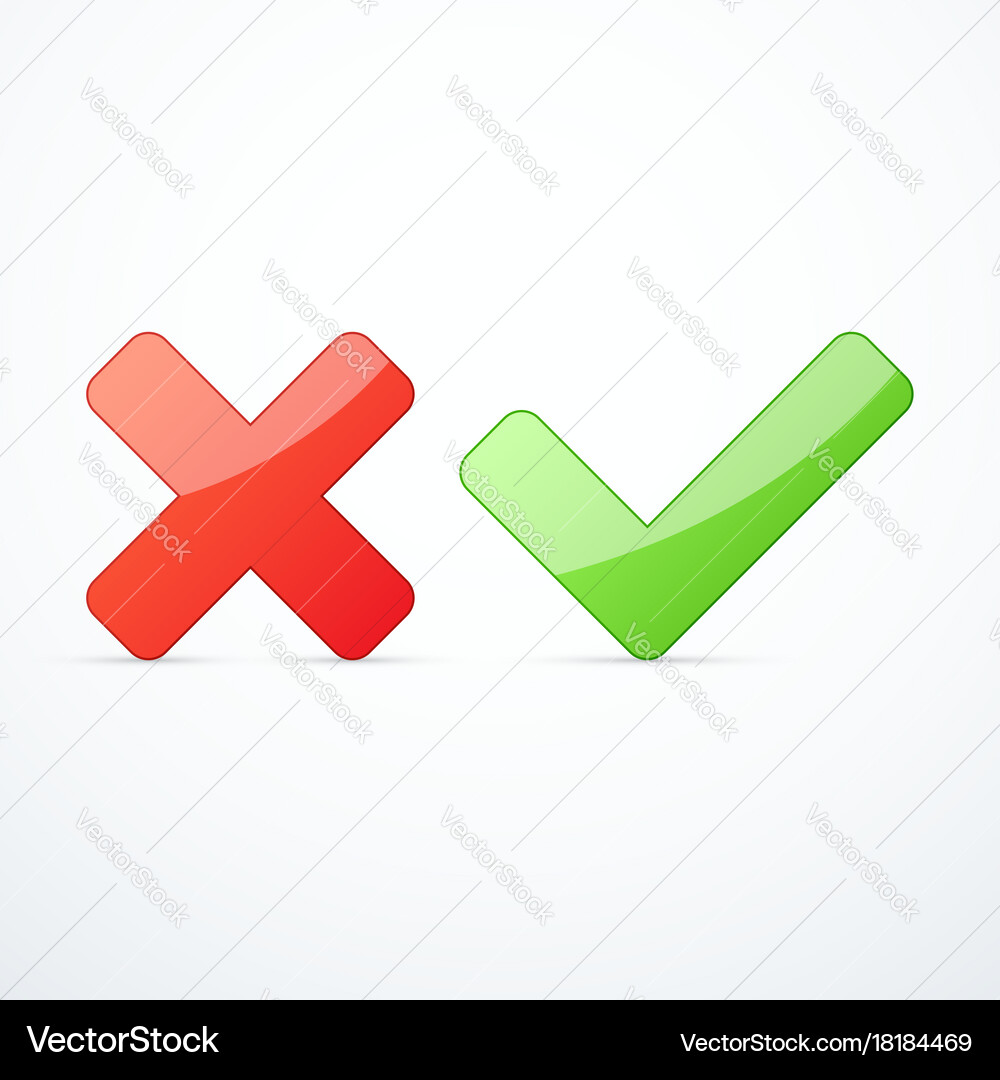 Set of tick and cross icons vector image