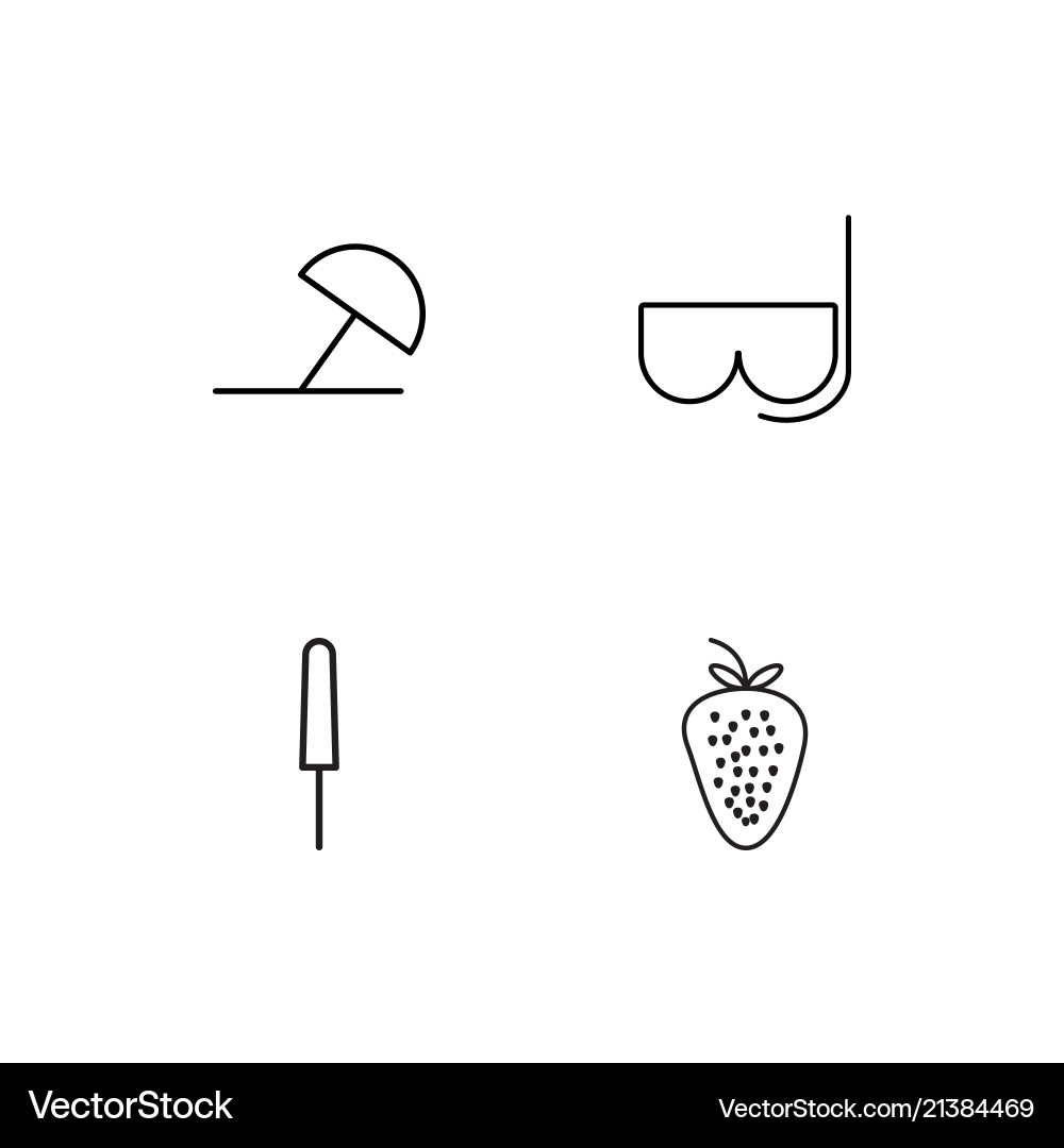 Summer linear icons set simple outline vector image