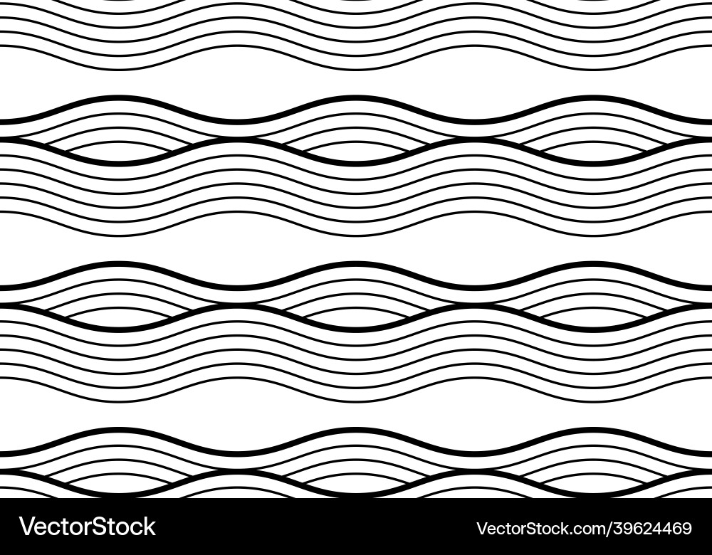 Variation of wave pattern in decorative style vector image