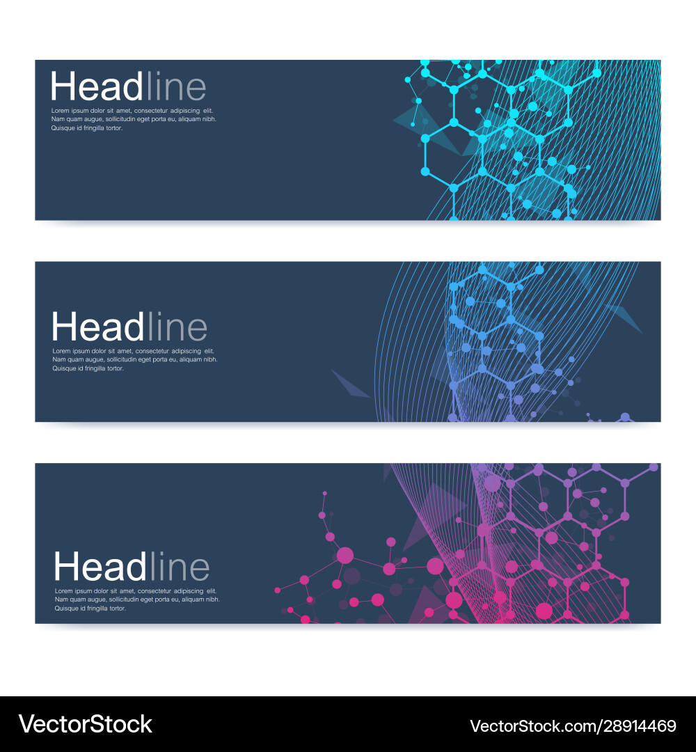 Wissenschaftliche Set moderne Banner dna Wissenschaftliche Set moderne Banner dna vektorbild