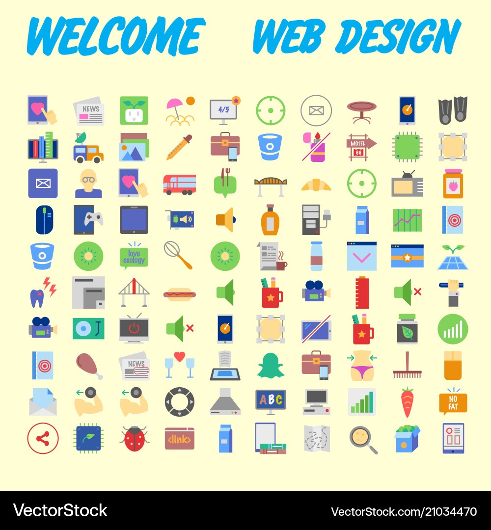 100 icon set trendy thin and simple icons for web vector image