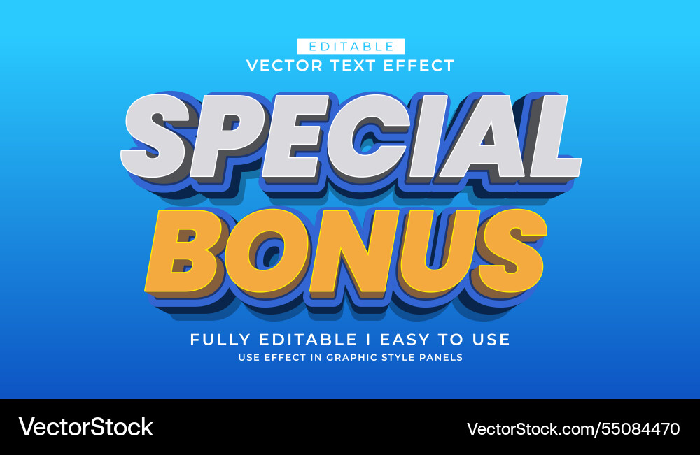 3d editable text effect typography style template vector image