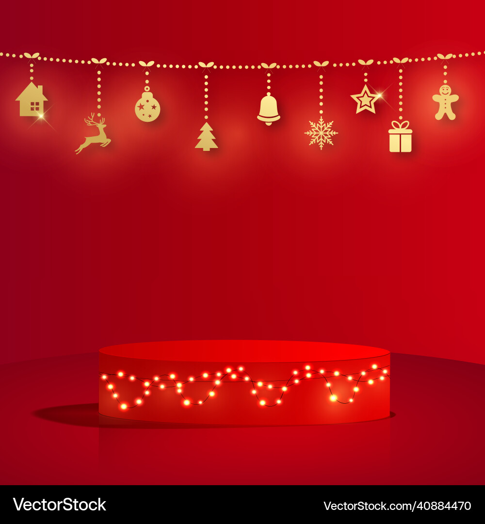 Abstract background with red color geometric 3d vector image