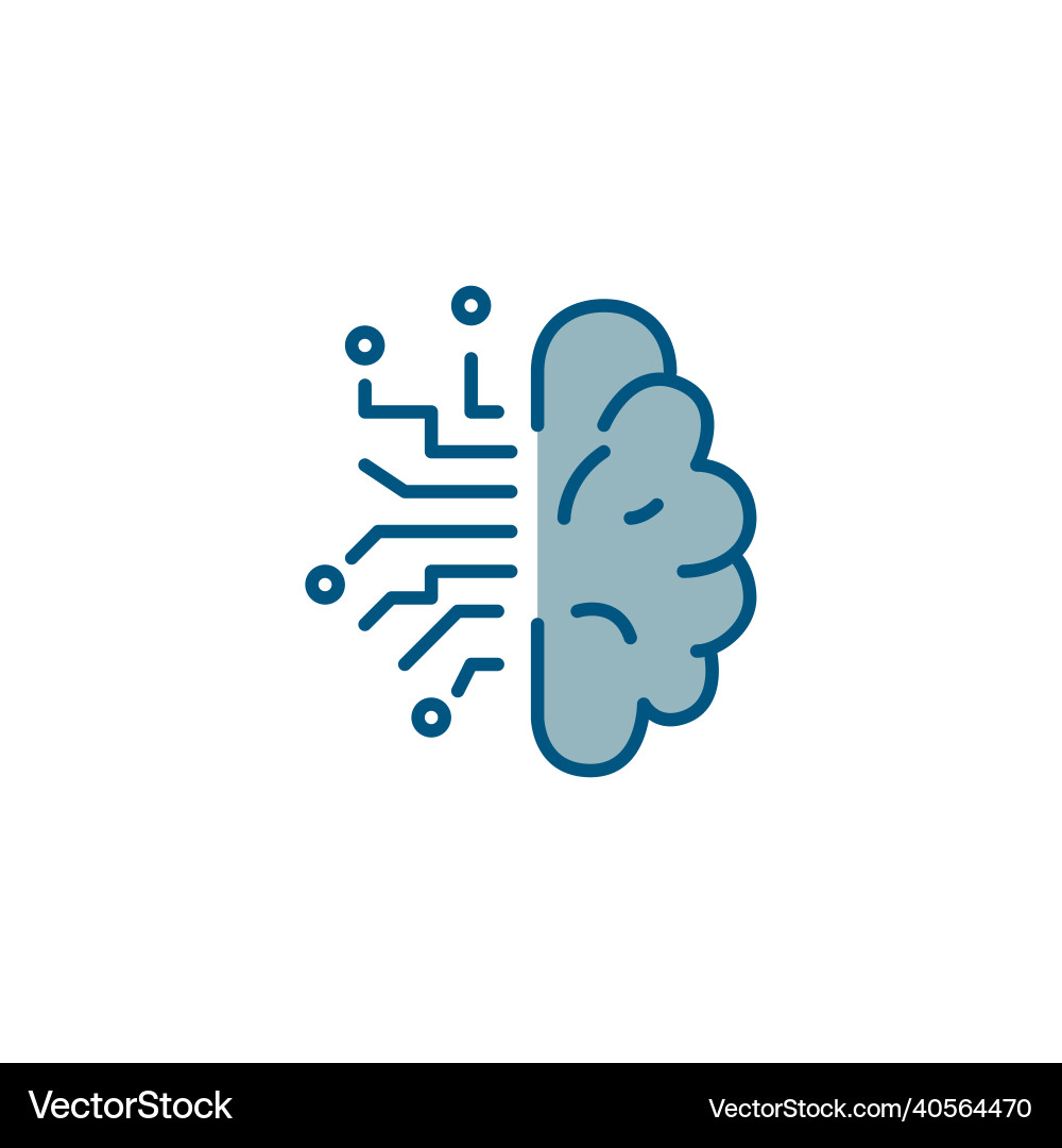 Artificial intelligence brain with cpu circuits Artificial intelligence brain with cpu circuits vector image