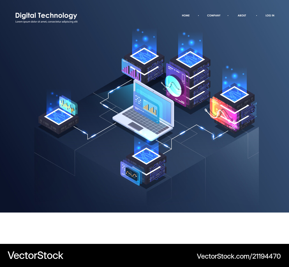 Big Data Processing Isometric Concept vector image