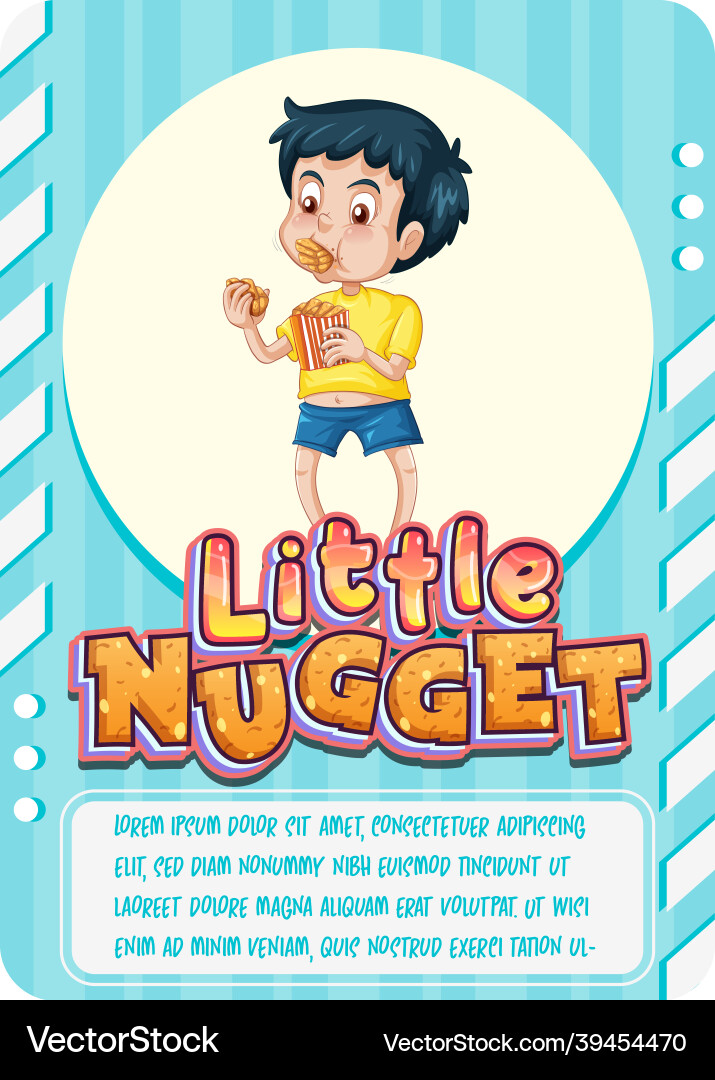 Character game card template with word little Character game card template with word little vector image