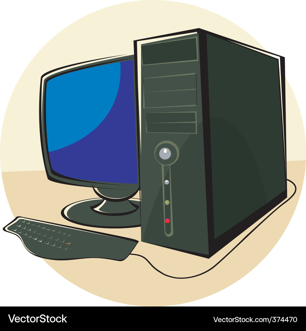 Computer Monitor with CPU vector image