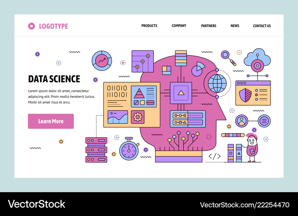 Data Science Website Template vector image