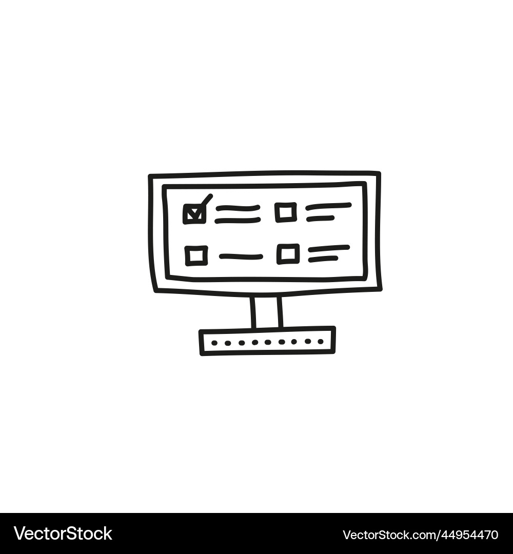 Doodle computer monitor with check list Vector Image