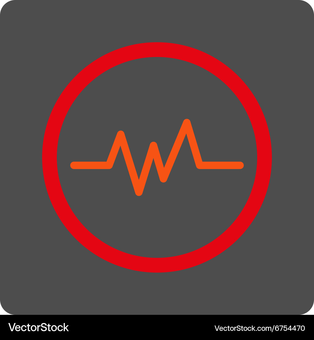 Ecg monitoring rounded square button vector image