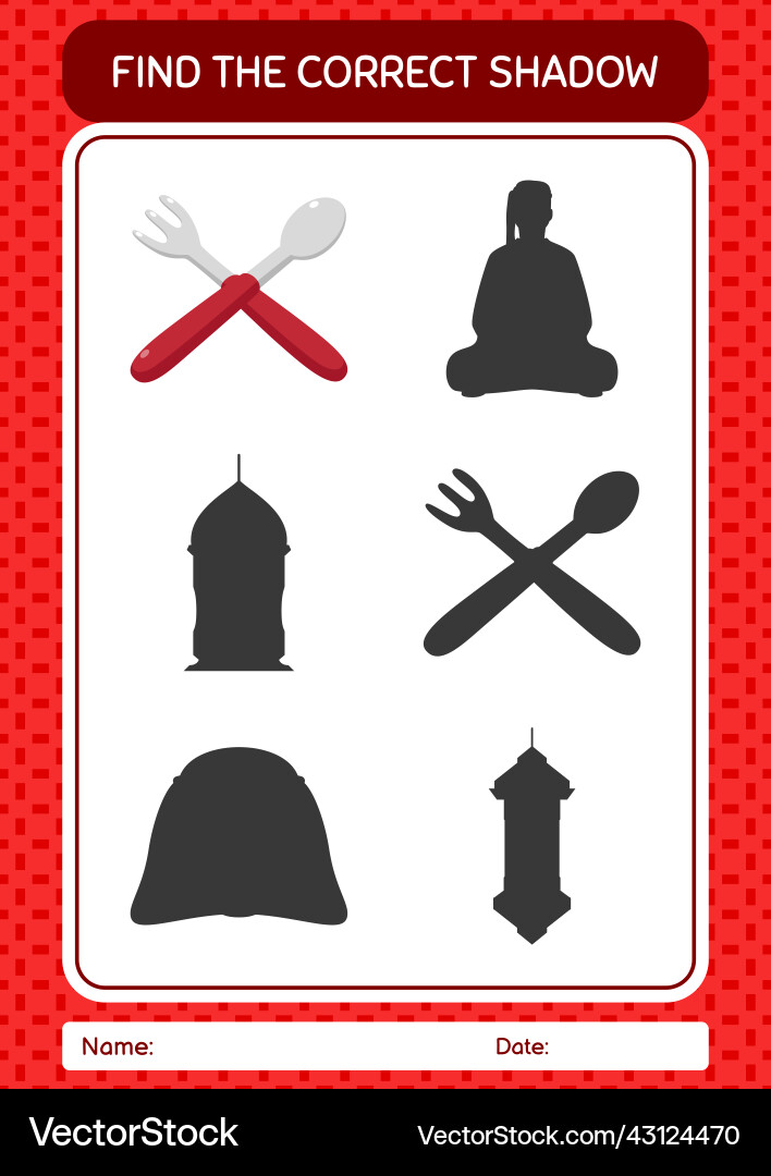 Find the correct shadows game with spoon and fork Find the correct shadows game with spoon and fork vector image