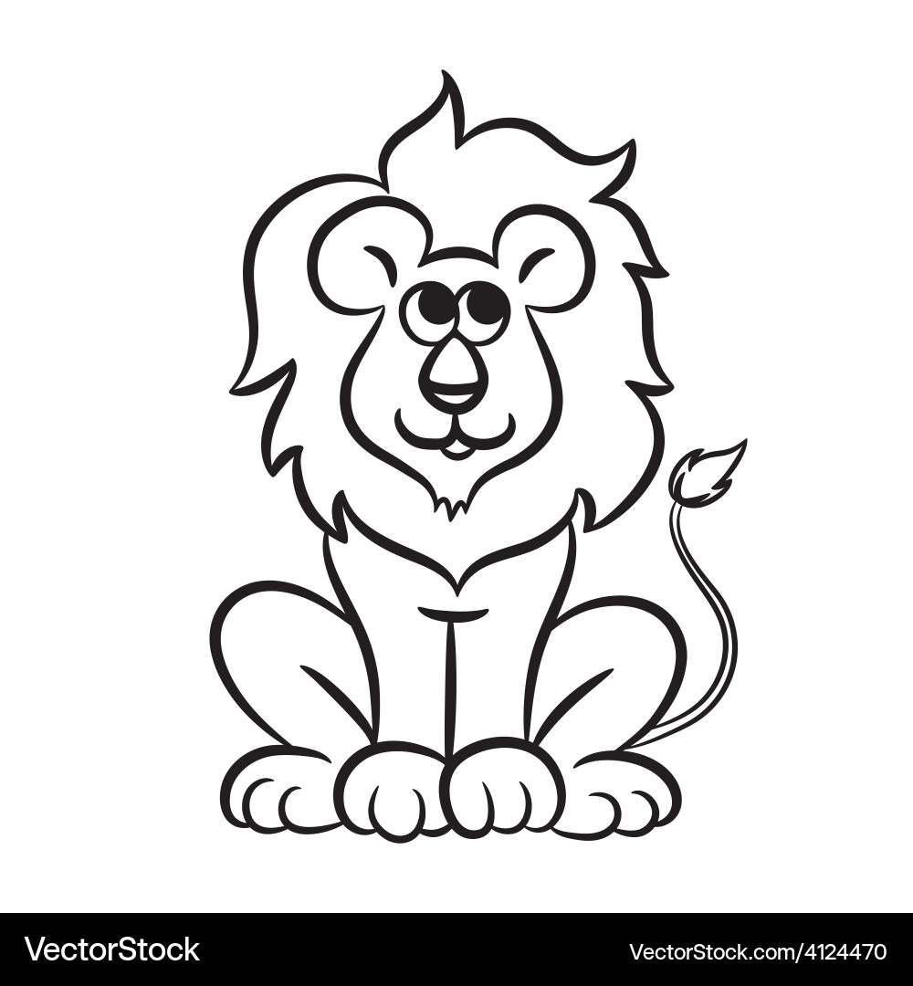 Lion black and white vector image