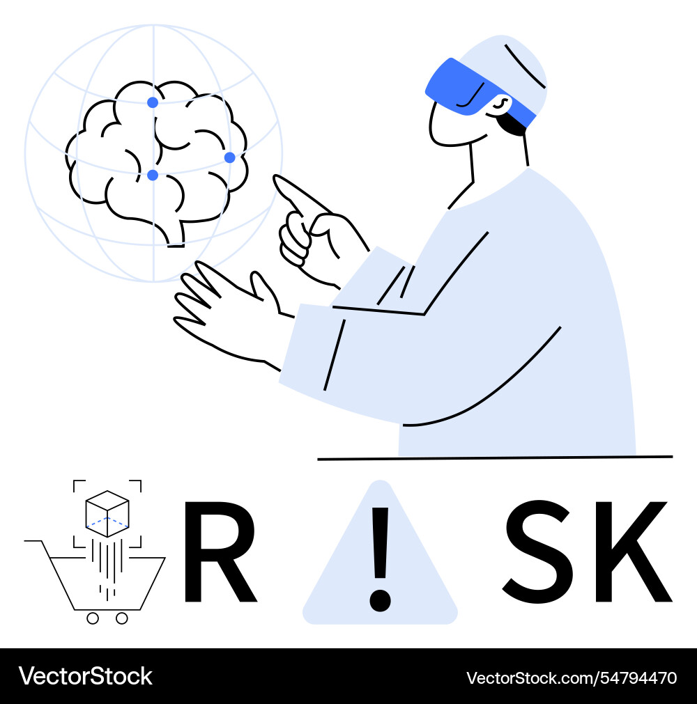 Man using virtual reality headset to interact Man using virtual reality headset to interact vector image
