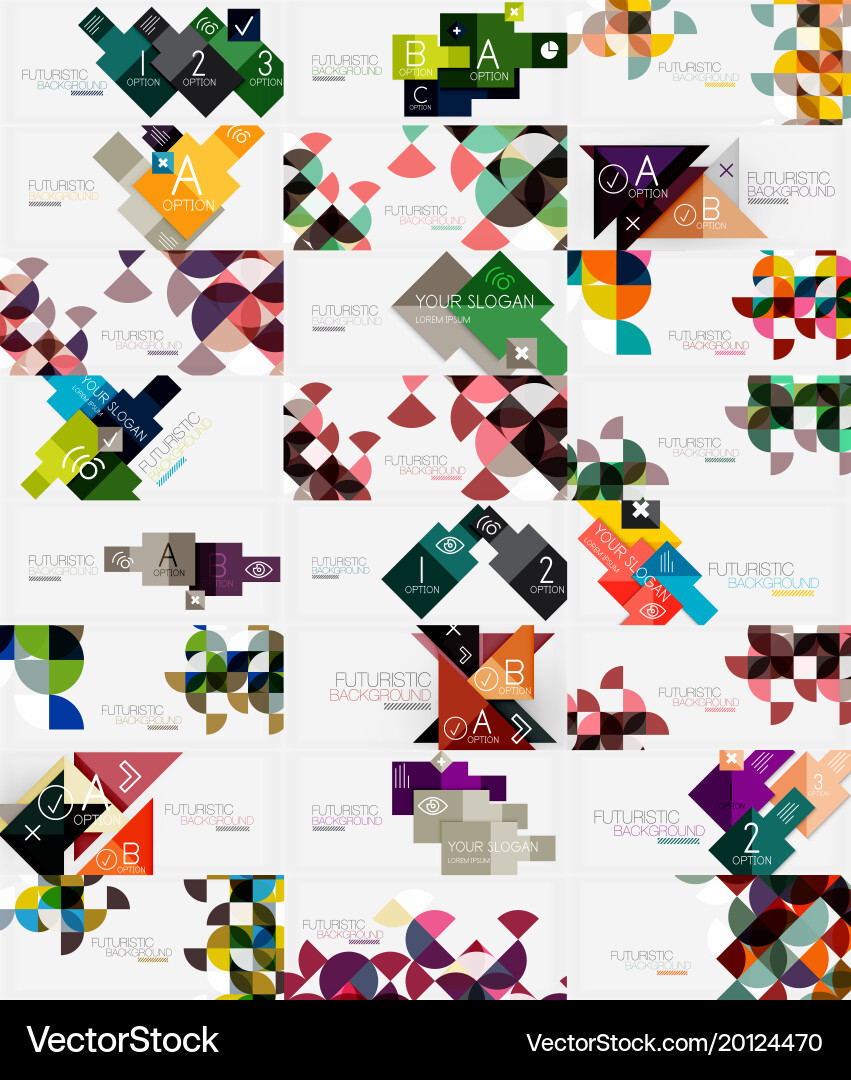 Mega collection of round triangle and square Vector Image