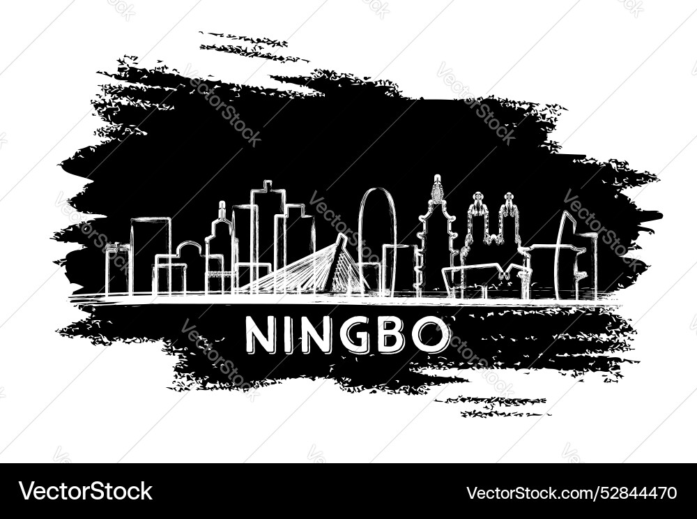 Ningbo china city skyline silhouette hand drawn Ningbo china city skyline silhouette hand drawn vector image