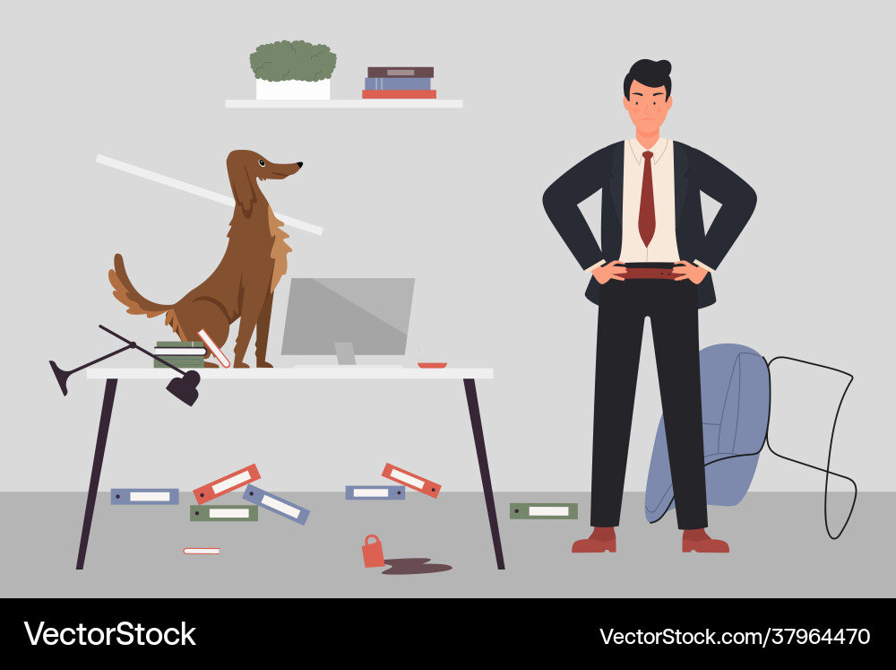 Problem bad dog pet behavior playful playing Problem bad dog pet behavior playful playing Vector Image