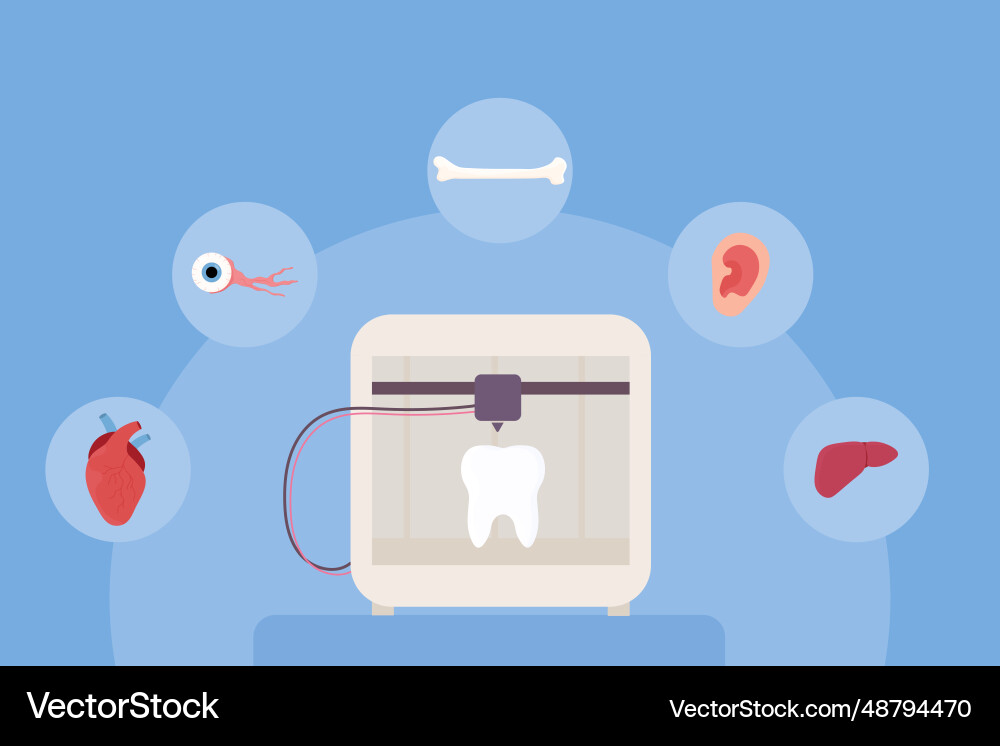 Set 3d printing bioprinting artificial organs Set 3d printing bioprinting artificial organs Vector Image