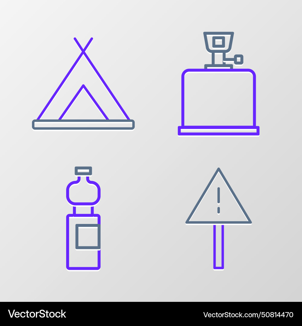 Set line exclamation mark in triangle bottle Set line exclamation mark in triangle bottle vector image
