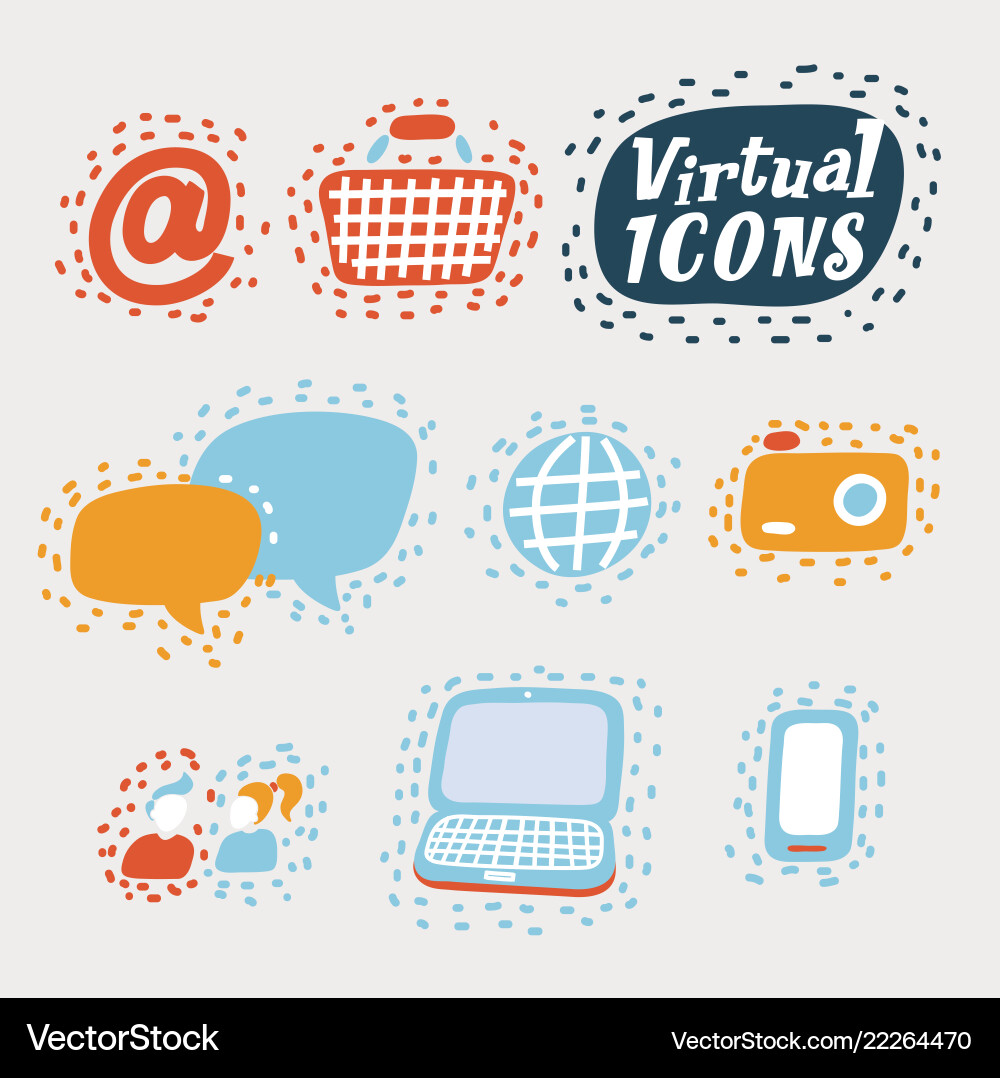 Set of flat virtual icons for mobile app and web vector image