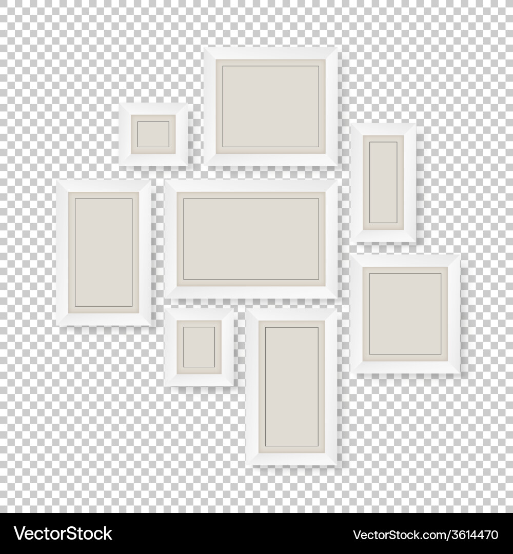Set of White Frames on Transparent Background vector image
