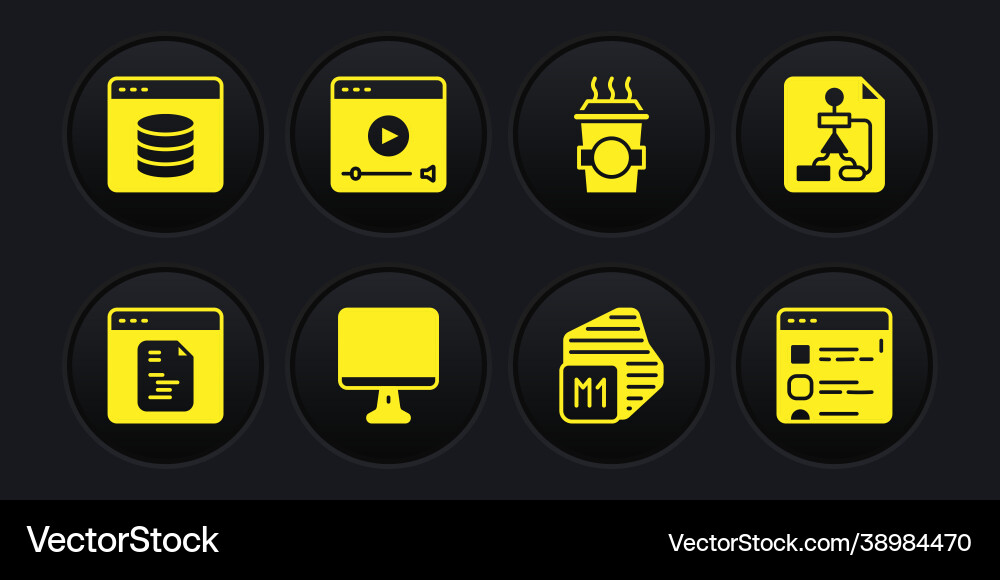 Set software flowchart computer monitor screen Set software flowchart computer monitor screen vector image